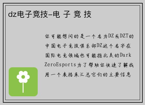 dz电子竞技-电 子 竞 技
